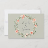 Groene, romantische roos krans RSVP kaartje (Voorkant)