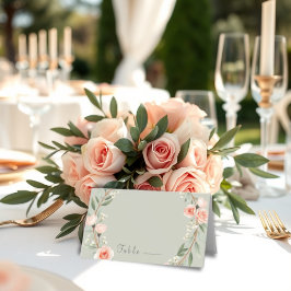 Groene, romantische rozen krans Opgevouwen Place C Plaatskaartje