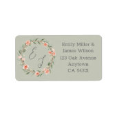 Groene, romantische rozenkrans etiket (Voorkant)