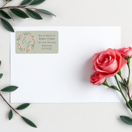 Groene, romantische rozenkrans etiket