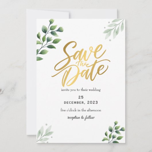 Groene romantische Save The Date-uitnodiging Kaart (Voorkant)