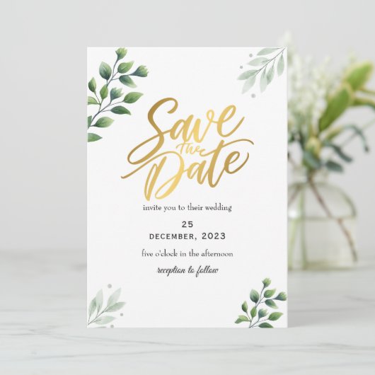 Groene romantische Save The Date-uitnodiging Kaart (Staand voorkant)