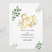 Groene romantische Save The Date-uitnodiging Kaart (Voorkant / Achterkant)