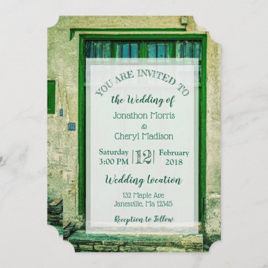 Groene Romantische uitnodigingen tot bruiloft (Voorkant / Achterkant)