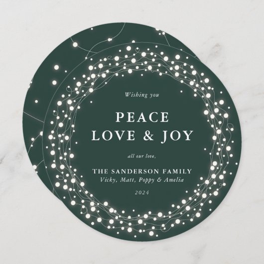 Groene Ronde - Lichtgewicht Vredesliefde + Vrede Feestdagenkaart (Voorkant / Achterkant)