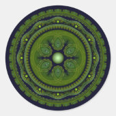 Groene ronde ornament, klassiek rond ronde sticker (Voorkant)