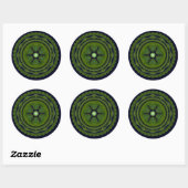 Groene  ronde ornament, klassiek rond sticker (Vel)