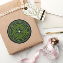 Groene  ronde ornament, klassiek rond sticker