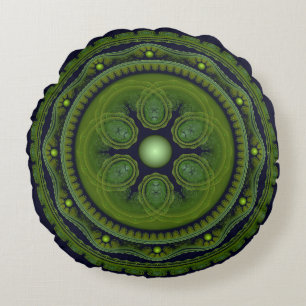 Groene  ronde ornament ronde kussen