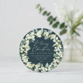 Groene Ronde Snowberry+Eucalyptus Kerstkrans Feestdagenkaart (Staand voorkant)