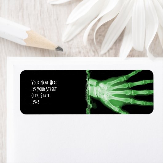 Groene röntgenfoto Skelet Hand Retouradres Labels (Insitu)
