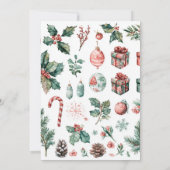 Groene Rood Bloemige Whimsical Waterverf Kerstkaar (Achterkant)