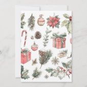 Groene Rood Bloemige Whimsical Waterverf Kerstkaar (Achterkant)