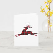 Groene Rood Buffalo Plaid Hert Rendier Hoofd Kerst Kaart (Gele Bloem)