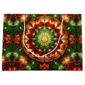Groene Rood Decoratie Kerstcadeautas Groot Cadeauzakje (Voorkant)