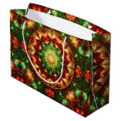 Groene Rood Decoratie Kerstcadeautas Groot Cadeauzakje (Achterkant Gekanteld)
