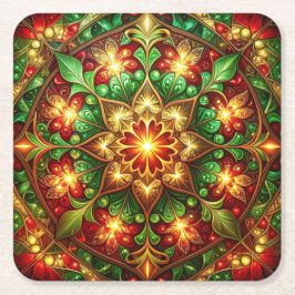 Groene Rood Decoratief Vakantiepapier Coaster Kartonnen Onderzetters