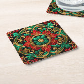 Groene Rood Decoratiefeestpapier Onderzetter (Schuin)