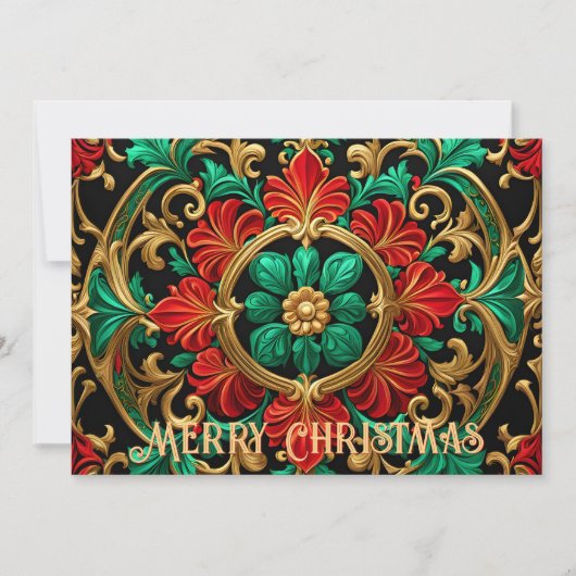 Groene Rood Decoratieve Kerstkaart (Voorkant)