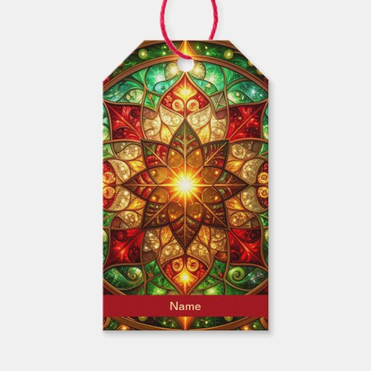 Groene Rood Decoratieven Kerst Cadeau Label Cadeaulabel (Voorkant)