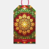 Groene Rood Decoratieven Kerstcadeautag Cadeaulabel (Achterkant)
