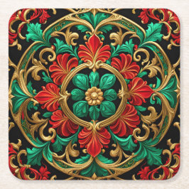 Groene Rood Decoratieven Vakantie Papier Onderzett Kartonnen Onderzetters