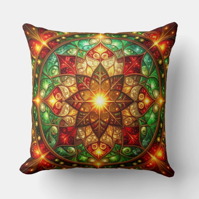Groene Rood Decorative Kerst Kussen (Voorkant)