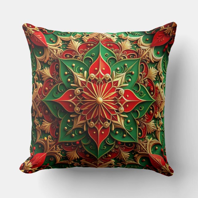 Groene Rood Decorative Kerst Kussenhoes Kussen (Voorkant)