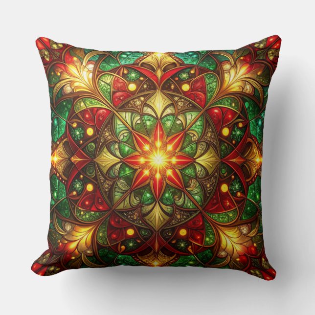 Groene Rood Decorative Kerst Kussenhoes Kussen (Voorkant)