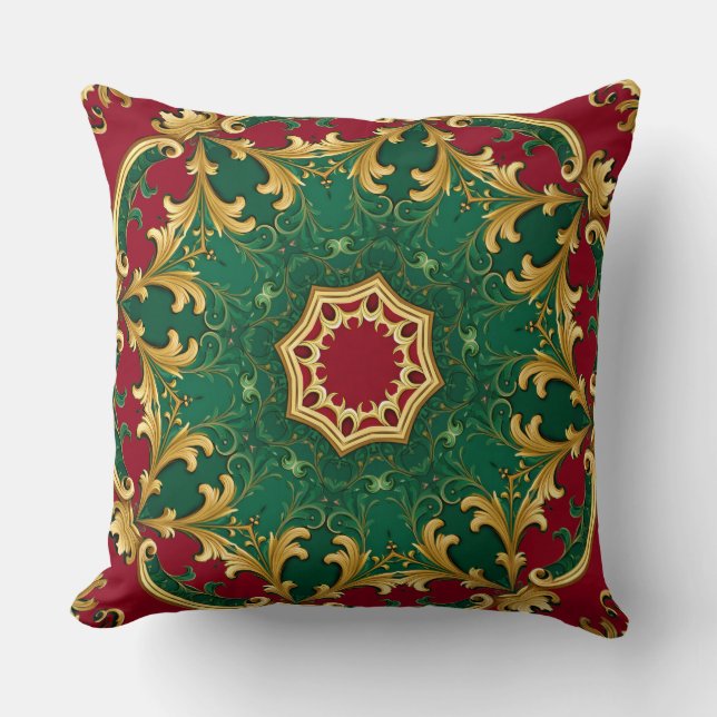 Groene Rood Decorative Kerst Kussenhoes Kussen (Voorkant)