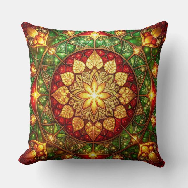 Groene Rood Decorative Kerst Kussenhoes Kussen (Voorkant)