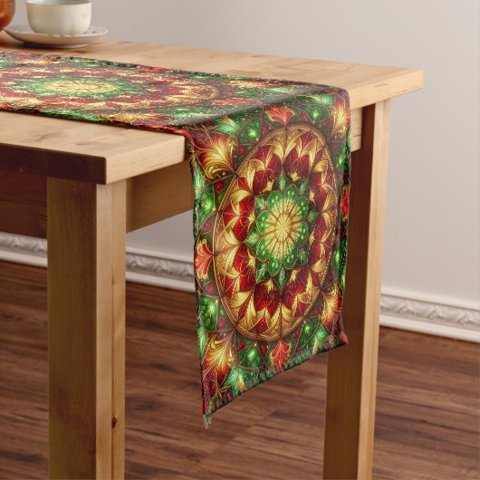 Groene Rood Decorative Kerst Tafel Runner Medium Tafelloper (Voorbeeld)