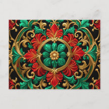 Groene Rood Decorative Kerst Vakantie Ansichtkaart