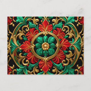 Groene Rood Decorative Kerst Vakantie Ansichtkaart Briefkaart