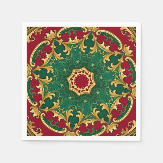 Groene Rood Decorative Kerst Vakantie Servet (Voorkant)