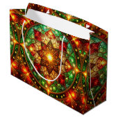 Groene Rood Decorative Kerstcadeautas Groot Cadeauzakje (Achterkant Gekanteld)