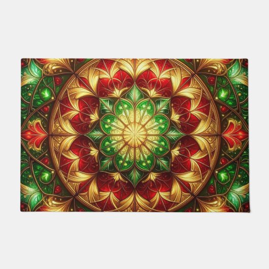 Groene Rood Decorative Kerstmat Deurmat (Voorkant)