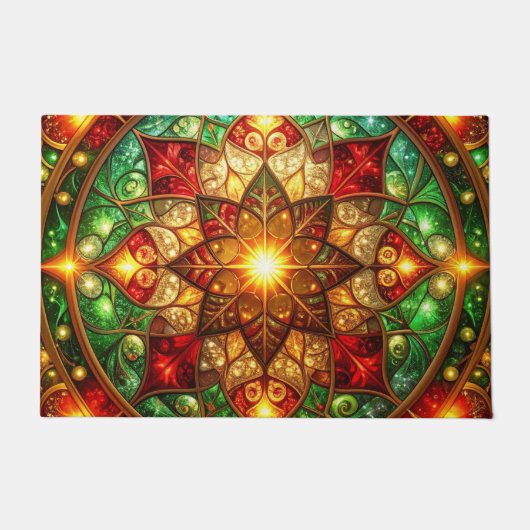 Groene Rood Decorative Kerstmat Deurmat (Voorkant)