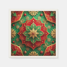 Groene Rood Decorative Vakantie Servet