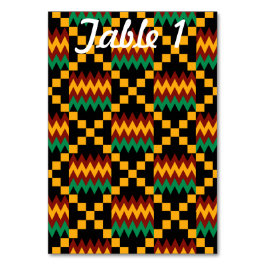 Groene Rood Gele Kente Bruiloftsreceptie Tafel Kaart