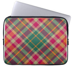 Groene Rood Gele Schotse Tartan Plaid Laptop Sleeve