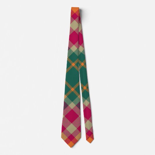 Groene Rood Gele Schotse Tartan Plaid Stropdas (Voorkant)