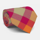 Groene Rood Gele Schotse Tartan Plaid Stropdas (Opgerold)