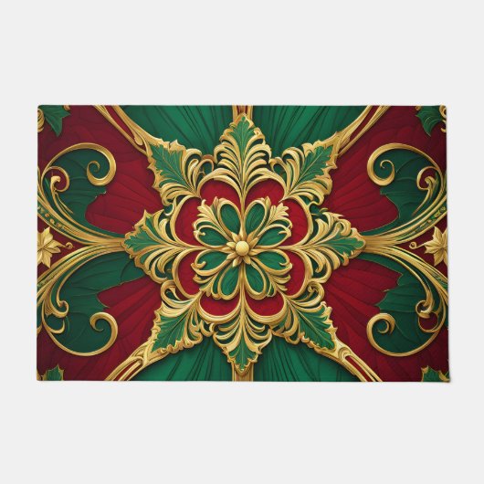 Groene Rood Kerst Holiday Deurmat (Voorkant)