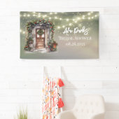 Groene Rood met Besjes Versierde Deur Licht Bruilo Spandoek (Insitu)