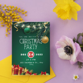 Groene Rood Moderne Kerstfeest Uitnodiging