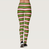 Groene Rood & Witte Strepen Vakantie Kerstmis Leggings (Achterkant)