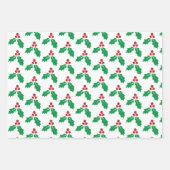 Groene Roode Hulst Kerstbal  Inpakpapier Vel (Voorkant)