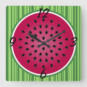 Groene Roode Watermeloen Design Vierkante Klok