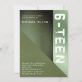 Groene roodkleurblok, zoete zestien invita kaart (Voorkant)